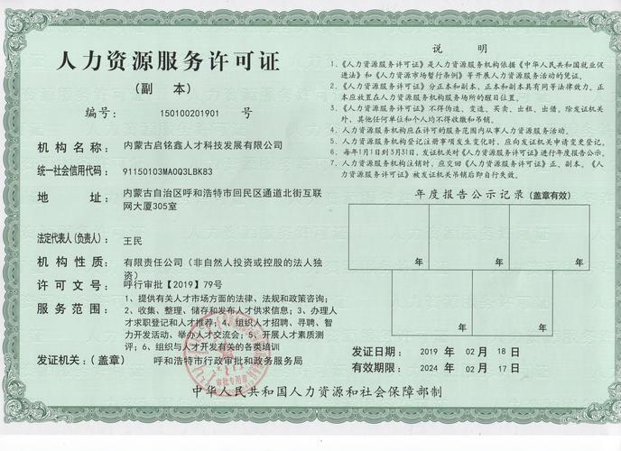 人力资源服务许可证